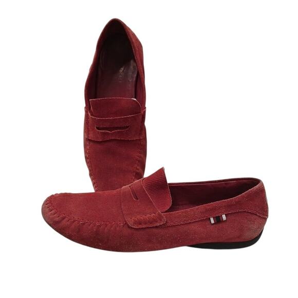 Gucci Red Suede Leather Slip‎ on Web Loafers Men\'s 9.5 G Driving Shoes Moccasin main image 12